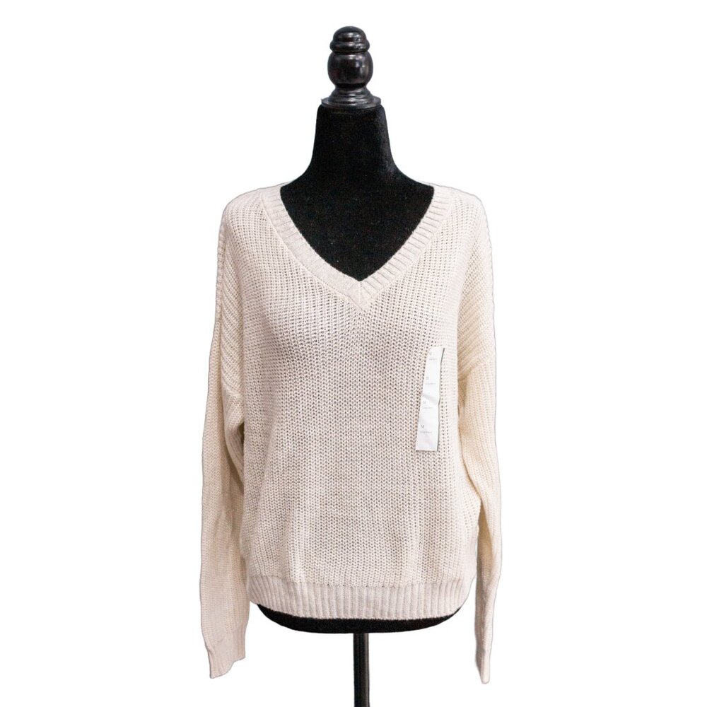 Wild Fable Cream and Gold Sweater, Size Medium